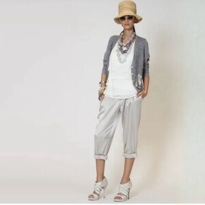 St. John Couture Beige Silk Jogger Pants | Tie Waist | Luxe Neutral Size 6